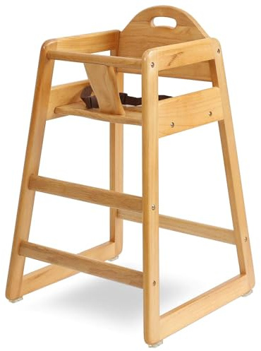 Wooden High Chair for Baby & Toddler – Restaurant-Style Stackable HighChair with Commercial Grade Solid Wood for Dining Table & Kitchen – Compact & Portable Design for Home & Restaurant Use -Natural