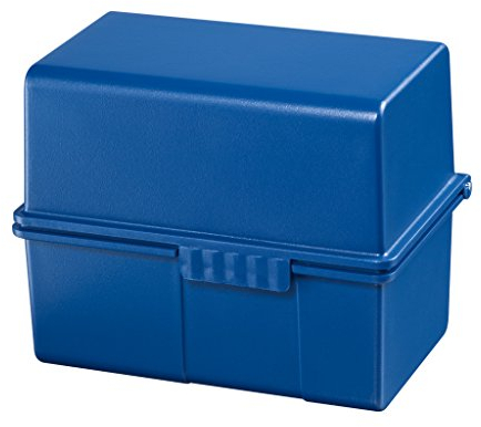 HAN Karteibox DIN A8 quer – innovatives, attraktives Design für 200 Karteikarten mit Stahlscharnier und Schnappverschluss, mit A-Z Register, blau, 978-14, 1 STÜCK