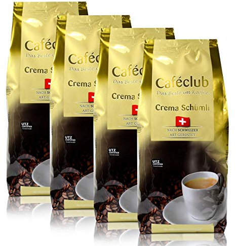 4x Cafeclub Supercreme Schweizer Schümli Kaffeebohnen 1 Kg Für Kaffeevollautomaten