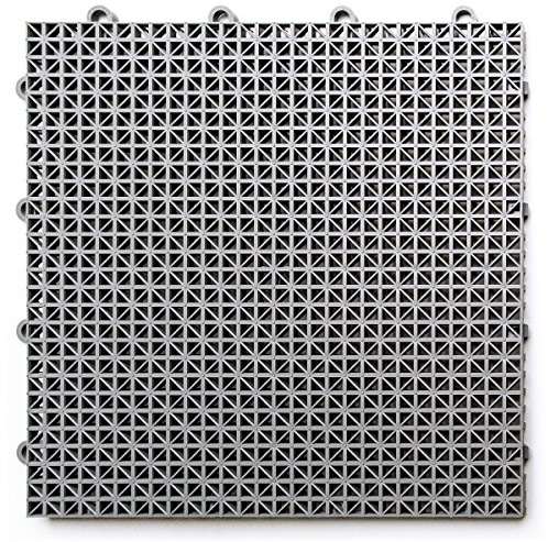 Big Floors DuraGrid Outdoor Modular Deck Tiles, Interlocking, Slip-Resistant, Self-Draining, Durable Plastic Flooring, Easy Install, UV & Water Resistant, Made in USA, 40 Pack, Gray