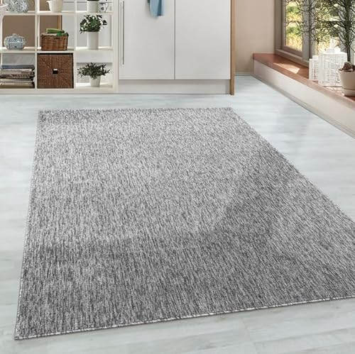 HomebyHome Teppich Wohnzimmer 280x370 cm Hellgrau Einfarbig Meliert Design - Schlafzimmer Teppich Kurzflor Extra Weich Pflegeleicht Teppiche Waschbar für Küche Esszimmer - Carpet Living Room