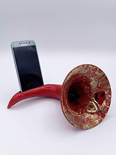 CERAMICHE CRESCENTINI SCARAMAZ Amplificatore PASSIVO per Smartphone Made in Italy Rosso con finiture in oro zecchino