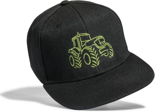 Casquette de Baseball pour Enfants: Tracteur - Basecap avec Broderie - Bonnet Cap Toque - Cadeau pour Fille Filles Garçon-s Anniversaire - Ferme Chantier Camion Excavateur Sport (Noir)
