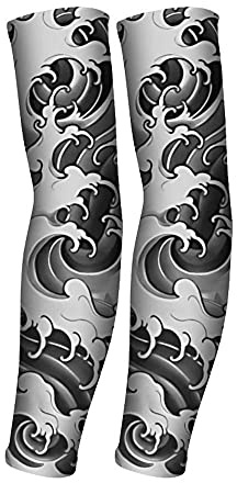 Uteruik Falsk tillfällig tatuering ärm UV-skydd ärmar skydd unisex solskydd armstrumpor, 1 par (#D)