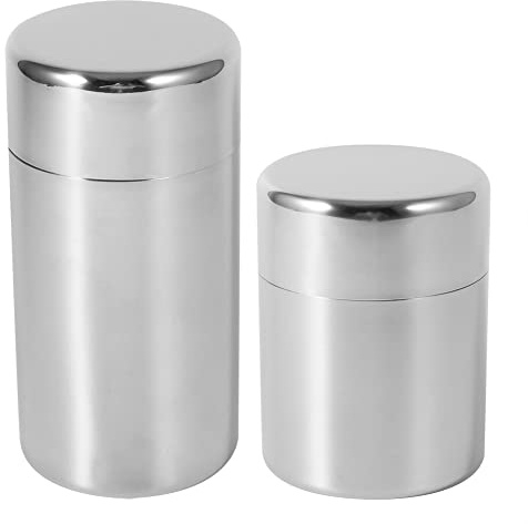 Ejoyous Latas de Té para Té Suelto, Tarro de Café Redondo, Tarro de Especias con Tapa Protectora de Tarro de Almacenamiento de Lata de Té de Acero Inoxidable, para Almacenar Té, Bolsitas de(S)