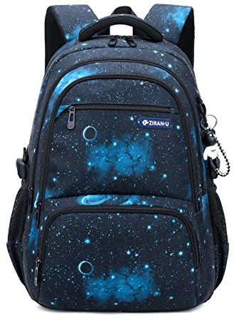 Amythe Cartable Garçons Sac à Dos pour Enfants et Adolescents, Cartables Scolaires Grande Capacité, Sac à Dos Etanche Décontracté Bon pour L'école et Les Voyages (Bleu Ciel étoilé)