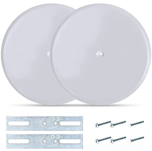 (Pack of 2) Airmont Products AP-12066, 5-inch Ceiling Blank-Up Cover with Center Screw, Fits 3-1/4 to 4 Electric Box, Adjustable Bracket for Screw Hole Spacing 1.75 to 3.5, White Metal