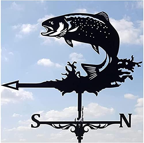 Weathervanes Fisk, Unik Väderflöjel, Total höjd: 55 cm, Längd: 35 cm, Vikt: 0,5 kg - Fisk Väderfläns Väderstång Trädgård Vindstav