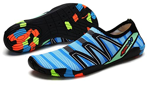 Escarpines Hombre Mujer Zapatillas de Agua Playa y Piscina Barefoot Calzado Minimalista Zapatos Pies Descalzos Water Shoes Calcetines Natacion para Actividades Acuáticas(2# Azul, 37 EU)