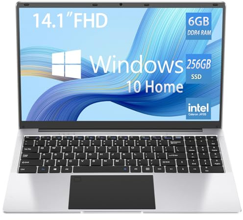 SZTPS Ordinateur portable Windows 11 Intel Celeron J4105, 6 Go DDR4256 Go SSD Ordinateur portable FHD IPS (1920 x 1200), Quad Core 4000 mAh Batterie 5G WiFi HDMI QWERTY Keyboard 14,1