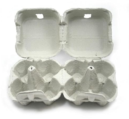 56 contenitori portauova in carta riciclata per 4 uova di gallina. Scatole per uova di cartone, colore confezione neutro/grigio