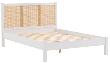 King Size Rattan Bed Frame White Birlea Croxley 5FT King 150cm