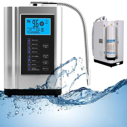 Máquina ionizadora de Agua alcalina, 7 configuraciones de Agua, Sistema de filtración de Agua para el hogar pH3.5-10.5, hasta -500mV ORP, 8000L por Filtro (Sliver)