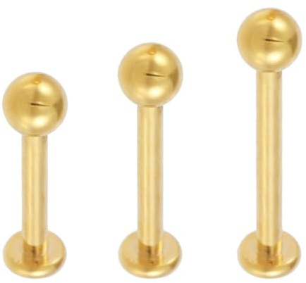 NewkeepsR 3 pièces-1.2mm or titane frais classique Labret clous Piercing Monroe oreille Tragus Helix longueur des lèvres 6/8/10mm