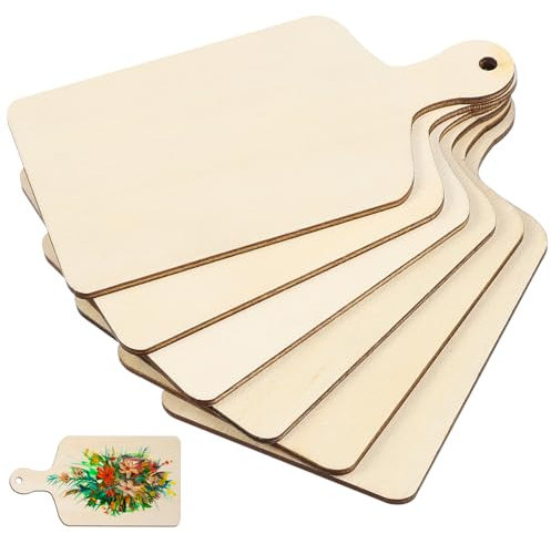 12 Pcs Mini Charcuterie Boards, Wood Cutting Board with Handle, Small Craft Cutting Board for Blank Chopping Board DIY Supplies Kitchen Cooking