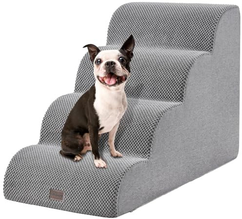 Ezkamfort Hundetreppe 3 Stufen, rutschfeste Haustiertreppe für Kleine Hunde, Waschbarer Hundetreppe 41cm Hoch, Hunde Treppen mit Abnehmbarem, Waschbarem Bezug und Rutschfestem Boden