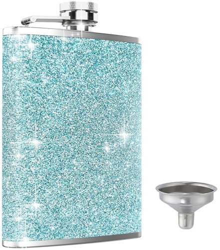 KIKISML Fiaschetta per liquori, sottile, portatile, in acciaio inox, con tappo che non perde mai e imbuto, a prova di perdite, per barbecue, campeggio, escursioni, feste, matrimoni, colore: blu