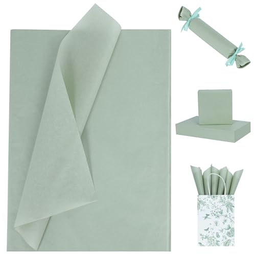 Larcenciel Papel de Seda Verde Salvia, 60 Hojas Mate Papel Seda para Envolver para Rellenar Bolsas de Regalo, Exquisito Embalaje Regalo Artístico para Boda Cumpleaño Fiesta Manualidade DIY, 50x35 CM