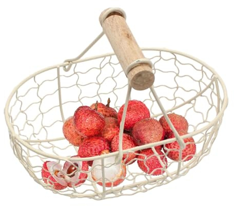 Canasta De Recolección De Huevos - Baskeet De Huevo De Alambre Resistente Con Mango | Colección De Huevos De Pascua Decorativa Bassket Para Granja Y Hogar | Cesta De Recolección De Huevos De Alambre O