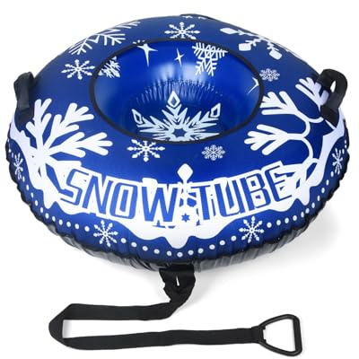 Abahub Luge Gonflable avec Housse en Toile - avec Poignées - Corde de Remorquage pour Adultes - Double Protection pour l'hiver - Sports de Plein Air - 120 x 120 x 37 cm