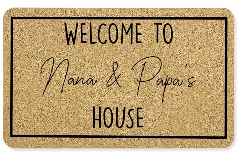 WOTYPU Nana and Papa Gifts Door Mat, Grandma and Grandpa Gifts Welcome Mats for Front Door, Welcome to Nana and Papa's House Doormat Outdoor Indoor Entrance Entryway, 17x30 Inches
