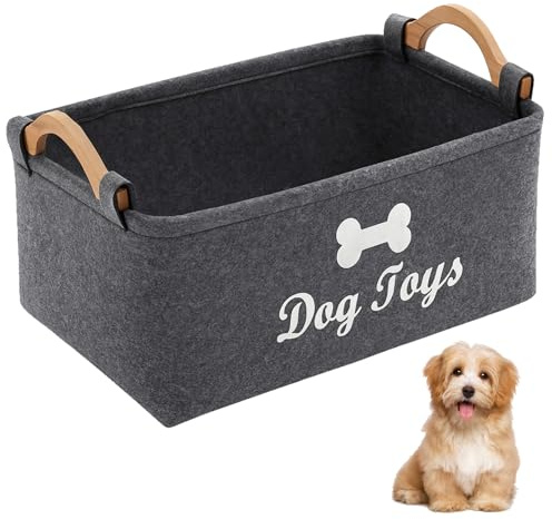 Dog Toy Box, 38cm*25cm*18cm Dog Toy Basket, Toy Box For Dogs, For Living Room, Large Capacity Dog Toys Basket For Chew Toys And Accessories