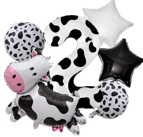 Set di palloncini per feste con stampa di mucca, palloncini in lamina bianca e nera, 45-100 cm, decorazioni di compleanno a tema animali della fattoria con palloncino in Mylar a forma di mucca