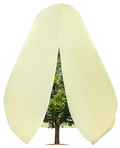 QWORK Vinterväxtskydd, 250 x 360 cm, andningsbart och återanvändbart, vintertält med dragsko, för krukväxter, fruktträd, buskar