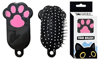 Puckator Lucky the Black Cat Paw Shaped Hair Brush - Hair Care Beauty Hairbrush - Detangler Edge Brush For Kids Ladies Wavy Thick Hair Styling Products Haircare - Hedgehog Brush