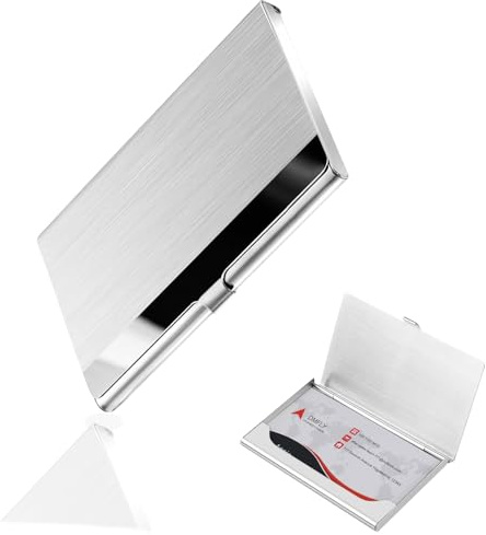 Bustlwor Tarjetero Metálico Ultrafino, Portatarjetas de Visita Profesional Estuche, para Tarjetas de Crédito, Vídeo, Tarjetas de Visita, para Hombres como para Mujeres