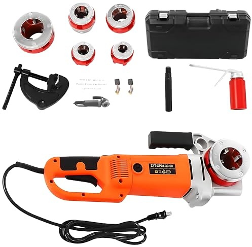 FgdVrelnor Filettatrice per Tubi Elettrica Compatta 2300W, Filettatrice a Mano con 6 Filiere (1/2–2 Pollici), Set Portatile con Valigetta,Adatto per Tubi Zincati e Tubi in Ferro