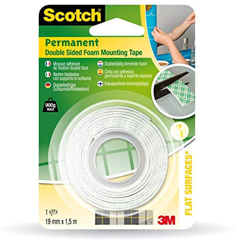 Scotch Ruban Mousse Adhésive Double Face 1.5m x 19 mm