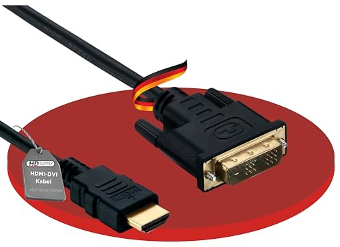HDSupply Câble HDMI/DVI Haute Vitesse avec Ethernet (HEAC), 1,00 m, connecteurs plaqués Or, HDMI 1.3 (1080p 60 Hz), Filtre ferrite, 10,2 Go/s, Noir