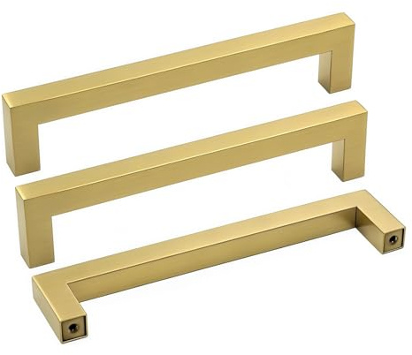 Goldenwarm 10Pack 5in Brushed Gold Cabinet Pulls Gold Cabinet Handles Gold Drawer Pulls Modern Cabinet Hardware Handles for Kitchen Cabinets