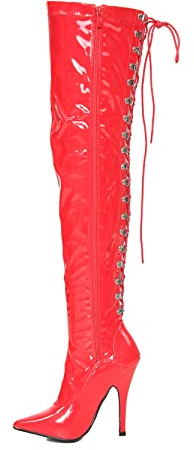 Gizelle Botas por Encima de la Rodilla con Cordones en la Espalda, Bota Mujer, Rojo (Red Patent), 44.5 EU
