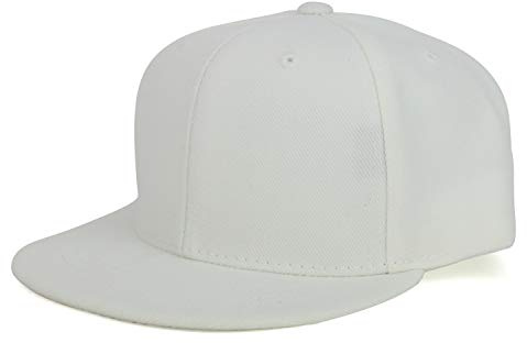 Armycrew Youth Kid's Solid Color Flat Bill Snapback Baseball Cap - White