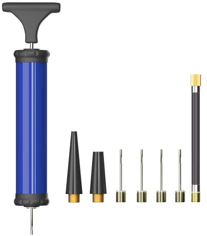 HDNNC Portable Ball Pump, Air Pump, Hand Pump Inflator Kit with 4 Needles 2 Nozzle 1 Extension Hose for Basketball Football Volleyball Soccer - Blue
