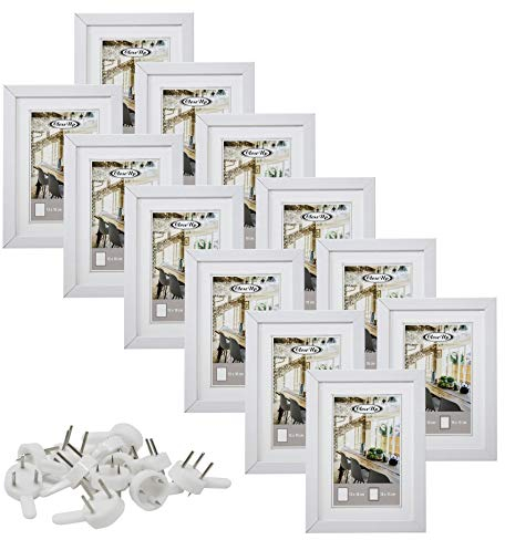 Close Up Bilderrahmen-Set 12 STK. 13x18 cm – Weiß Premium MDF-Rahmen, bruchsichere Acrylglas-Scheibe mit Passepartout, Collage