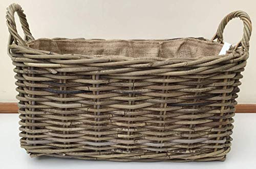 Log Basket/Storage Basket, Excellent Quality, Very Strong Rattan, Removable Hessian Liner (Medium)