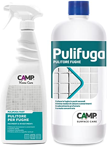 Camp PULIFUGA Limpiador Concentrado Profesional de Juntas de Suelo y Paredes, 1000ml + FAST Limpiador espray rapido de Juntas, Elimina Ennegrecimientos, Manchas y Moho 750 ml