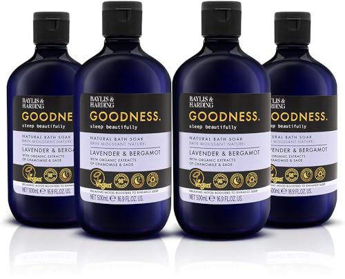 Baylis & Harding Goodness Sleep Lavender & Bergamot Sleep Bath Soak, 500ml (Pack of 4) - Vegan Friendly