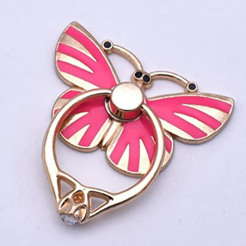 Anneau de support pour téléphone portable, anneau papillon compatible avec iPhone, smartphones (rose rouge)