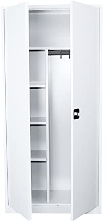 Lüllmann Mehrzweckschrank Spind Spindschrank abschließbar 180x80x38cm (RAL 9003 Signalweiß)
