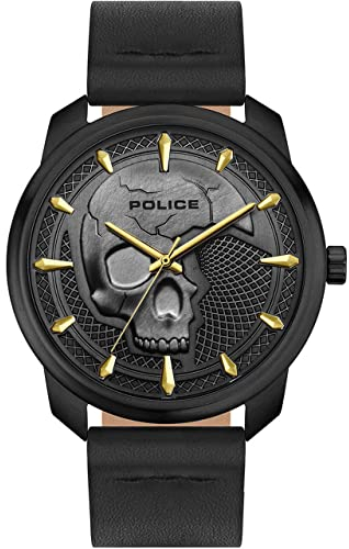 Police Herren Analog Quarz Uhr mit Leder Armband PL15714JSB61