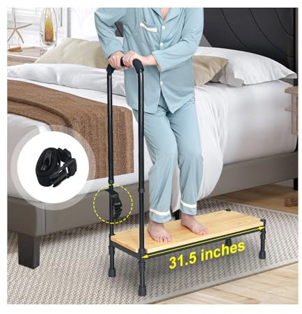 Medical Step Stool with Handle for Elderly Foot Stool Bed Steps for High Beds Adults Seniors Bedside Step Stool with Handrail Bed Stairs Bathtub Steps Platform Car Safety Handicap Step