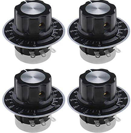 4 Sätze Kohlefilm Potentiometer RV24YN20S B103 10K Ohm Einzelne Umdrehung für Inverter-Geschwindigkeitsregelung Motordrehzahlregelung mit Drehknöpfen