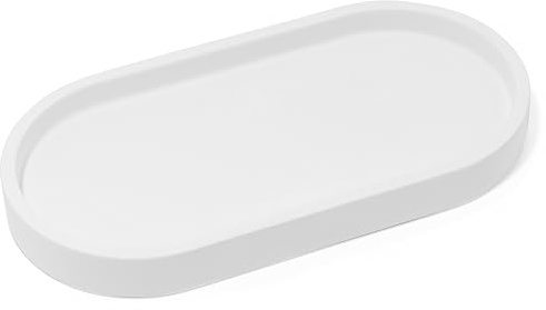Yew Design – Vassoio rotondo bianco opaco per dispenser di sapone, 20 cm – Organizer per flaconi di sapone e lozione in bagno, cucina o sul piano di lavoro – Spazio per 2 dispenser