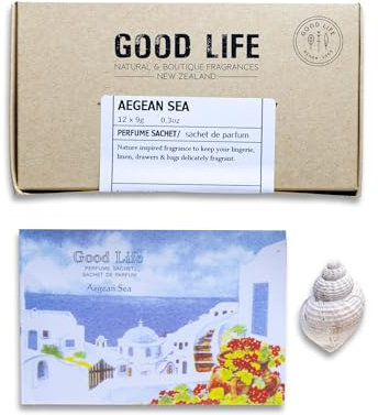 Sacchetti profumati per armadio alla Mar Egeo Good Life | Progettate in Nuova Zelanda | 12 bustine