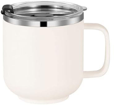 ERBO Kaffeebecher Thermo, Edelstahl Thermobecher Thermotasse mit Deckel, Auslaufsicher Kaffeebecher to go Thermo, Coffee to go Becher, Coffee Mug Thermotasse für Unterwegs Umweltfreundlich, Weiß 420ml