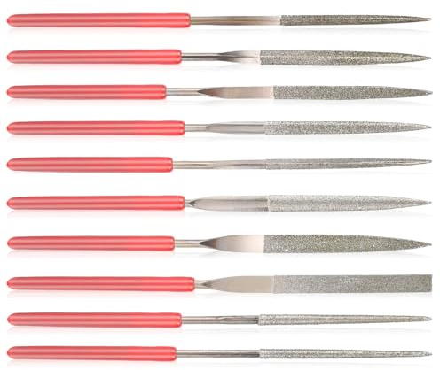 Mini Diamond Files Set, 10 Stück Diamant-Feilen-Set Mini Feilen Set Diamant Nadelfeilen Diamantfeile Diamantbeschichtetes Werkzeug Feilen Diamantnadelfeilen-Set für Metall Holz Stein Kunststoff